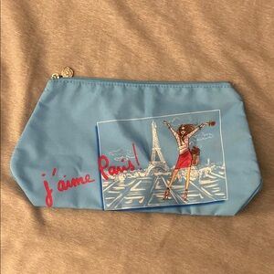Blue Paris-Themed makeup bag